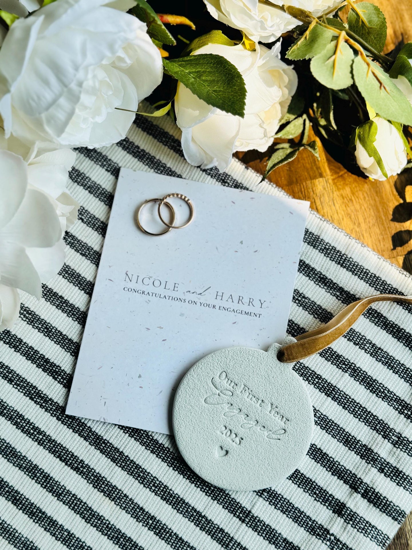 First Year Engaged Ornament | Unique Engagement Gift